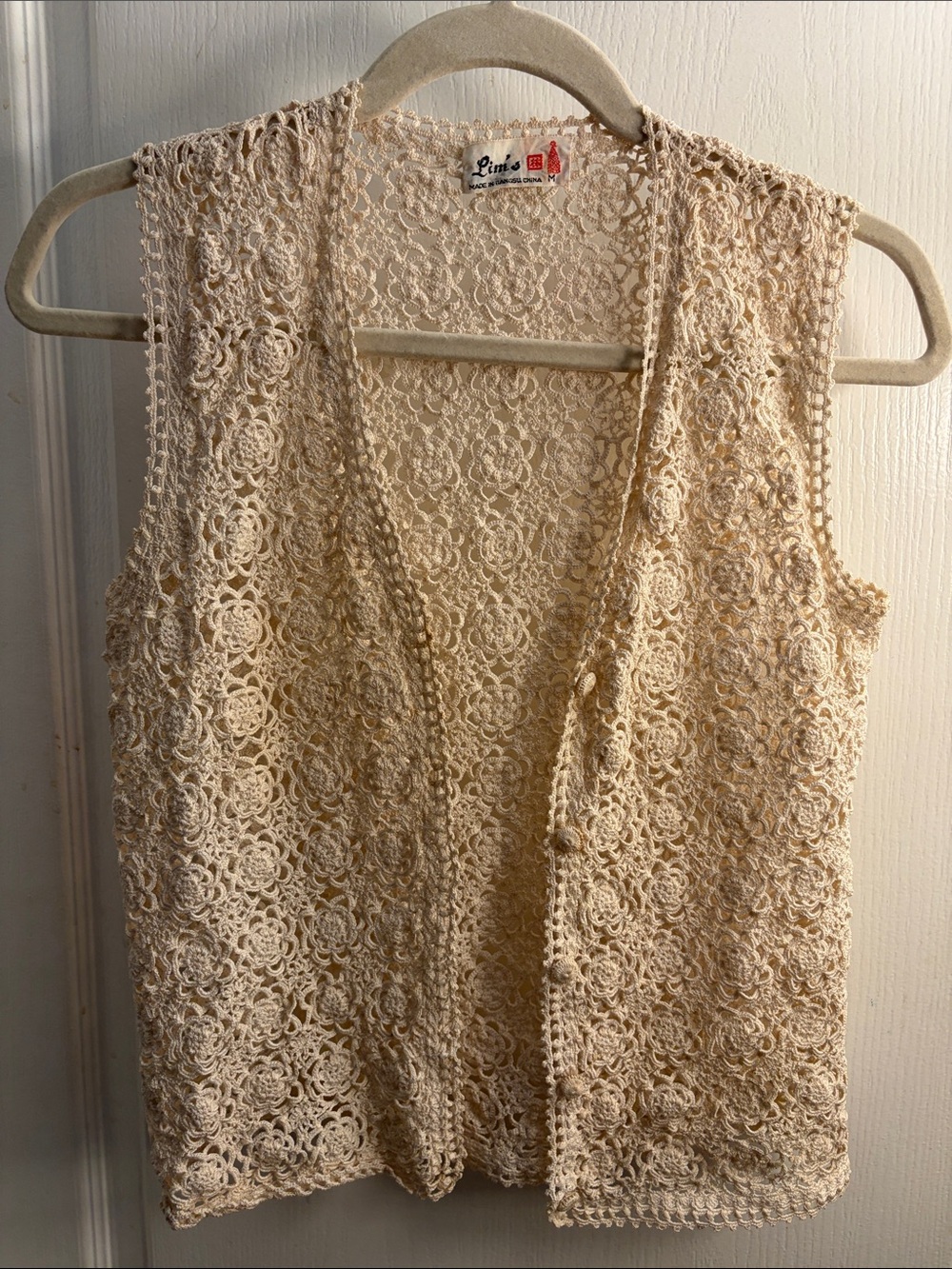 Lim’s Cream Crochet Lace Sleeveless Top/Vest